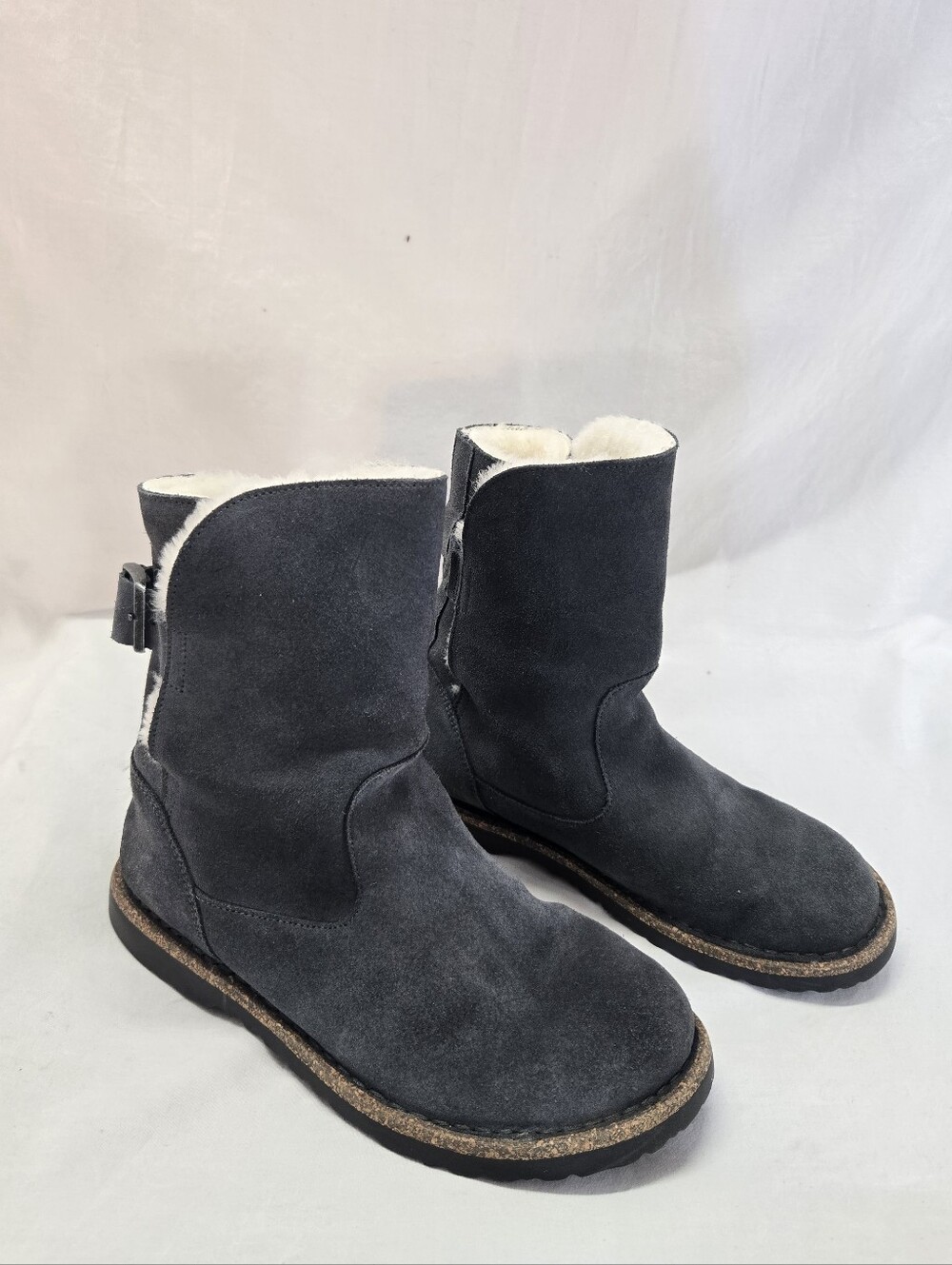 Birkenstock Size 38 L-7, M-5 Uppsala Shearling Graphite Suede Boots